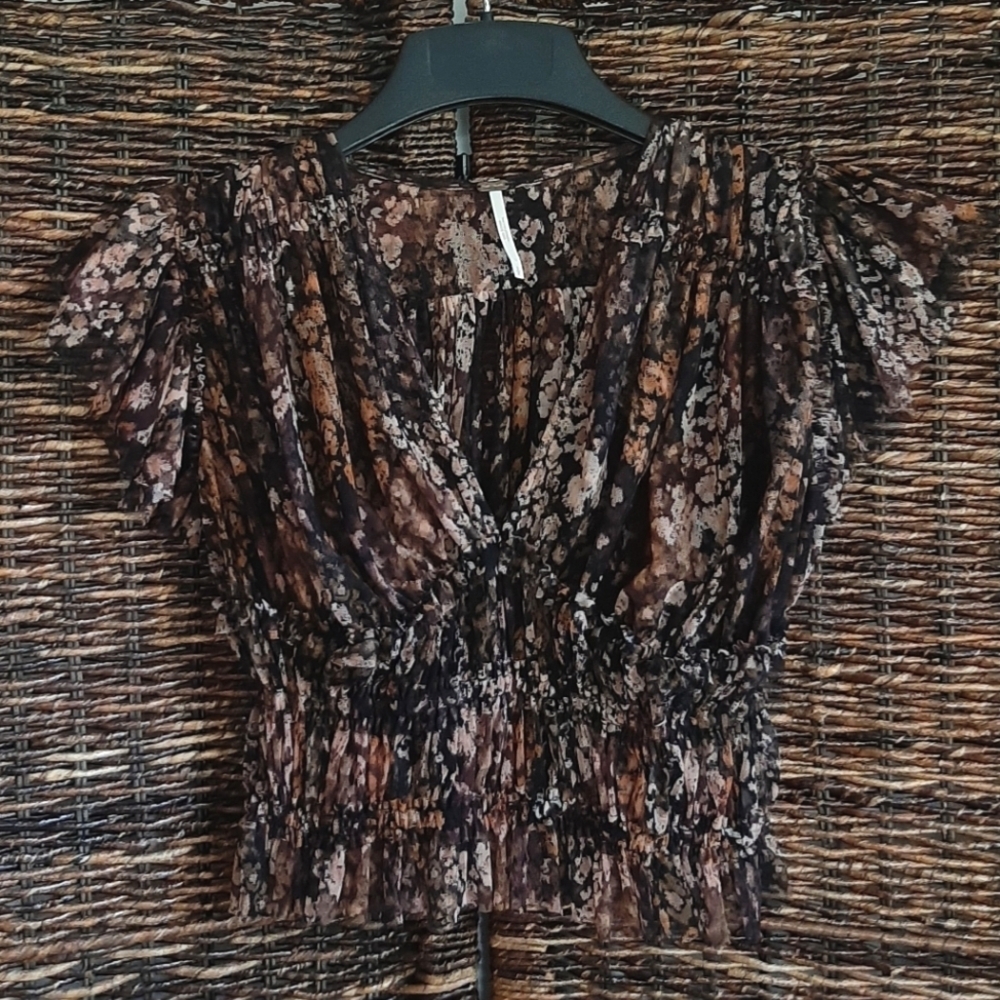 Free People Making Me Smile Sheer Babydoll Crop Top Whimsigoth Fairygrunge Small